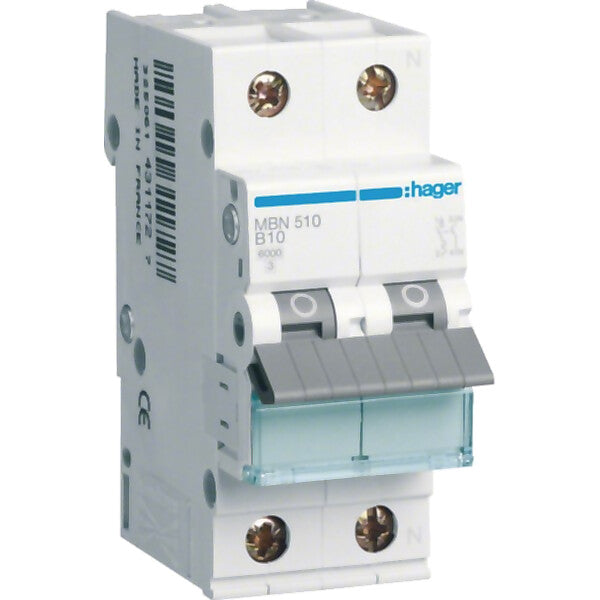Hager Leitungsschutzschalter 1p+N, B-10A, 6kA MBN510